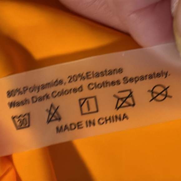 Tropical Orange and Green Bikini 3 piece swim triangle halter top with rumper - Picture 11 of 13